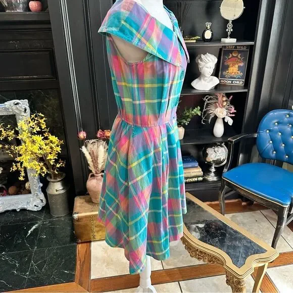Joan Leslie Pastel Plaid Vintage 50's Dress Size 4